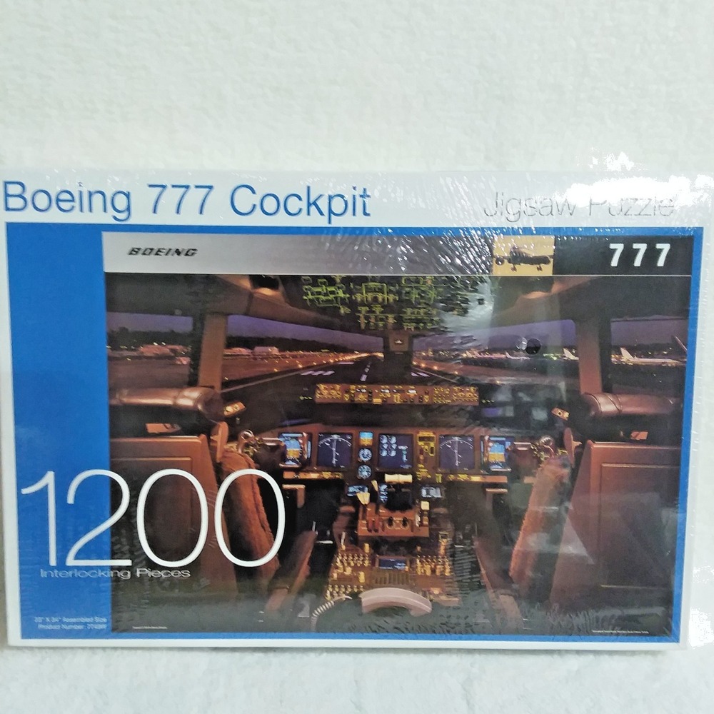 Boeing 777 Cockpit Jigsaw Puzzle 1200 Pcs  23x34 Sealed Sporty's‎ Pilot Shop Vtg